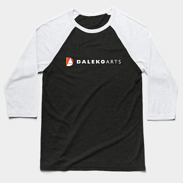 Daleko logo - orange w light horizontal Baseball T-Shirt by DalekoArts